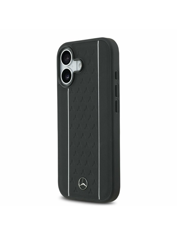 Mercedes Mercedes Leather Star Pattern and Stripes MagSafe Zadní Kryt pro iPhone 17 Black/White