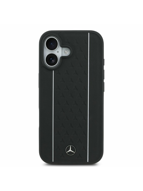 Mercedes Mercedes Leather Star Pattern and Stripes MagSafe Zadní Kryt pro iPhone 17 Black/White