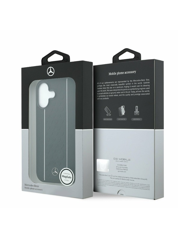 Mercedes Mercedes Leather Star Pattern and Stripes MagSafe Zadní Kryt pro iPhone 17 Black/White