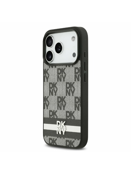 DKNY DKNY PU Leather Checkered Pattern and Stripe Zadní Kryt pro iPhone 17 Pro Black
