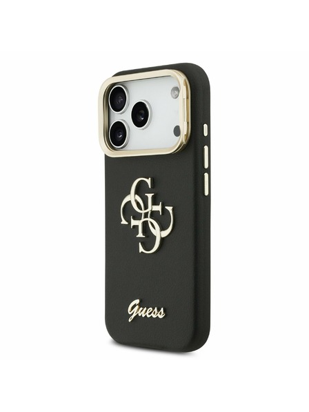 Guess Guess PU Grained 4G Logo Stand Camera Frame Zadní Kryt pro iPhone 17 Pro Black