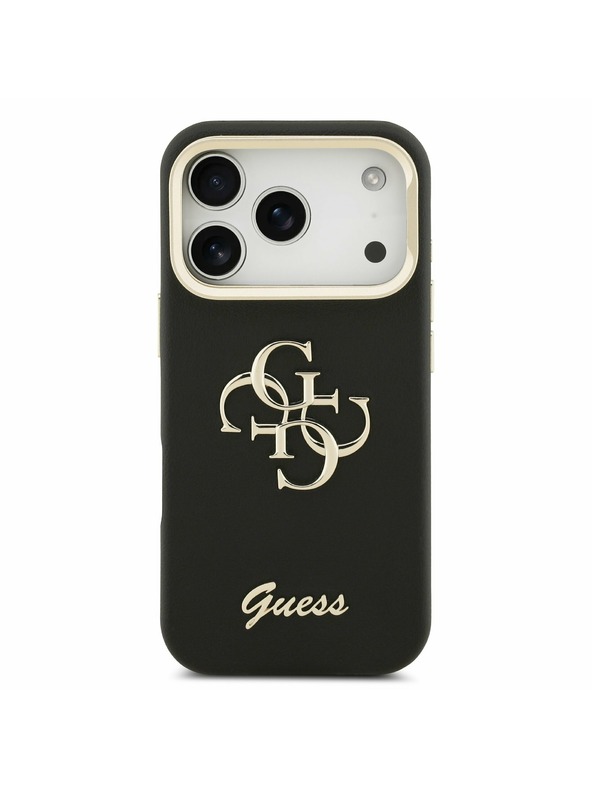 Guess Guess PU Grained 4G Logo Stand Camera Frame Zadní Kryt pro iPhone 17 Pro Black