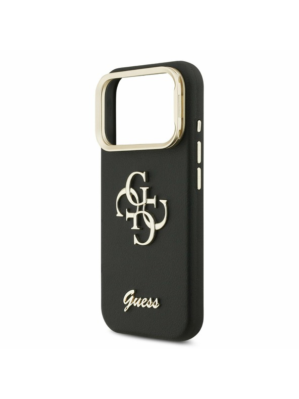 Guess Guess PU Grained 4G Logo Stand Camera Frame Zadní Kryt pro iPhone 17 Pro Black