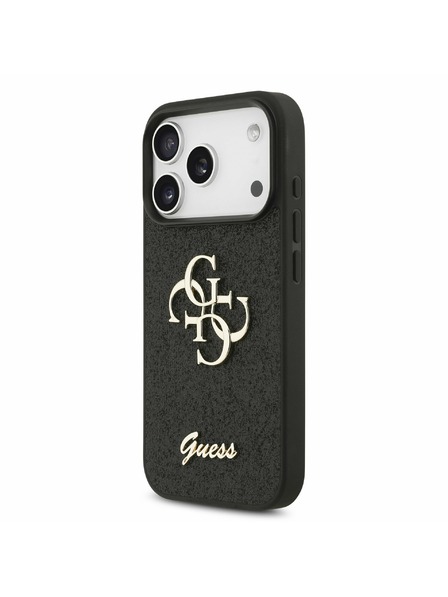 Guess Guess PU Fixed Glitter 4G Metal Logo Zadní Kryt pro iPhone 17 Pro Black