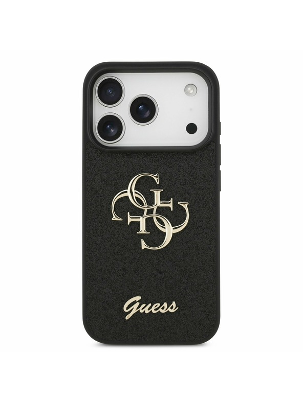 Guess Guess PU Fixed Glitter 4G Metal Logo Zadní Kryt pro iPhone 17 Pro Black