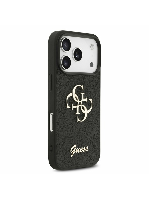 Guess Guess PU Fixed Glitter 4G Metal Logo Zadní Kryt pro iPhone 17 Pro Black