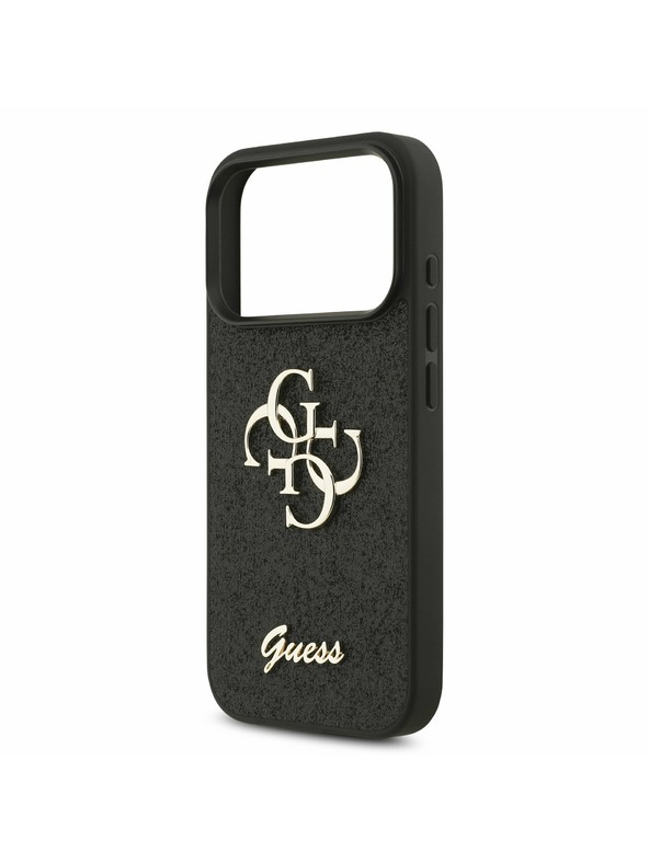Guess Guess PU Fixed Glitter 4G Metal Logo Zadní Kryt pro iPhone 17 Pro Black