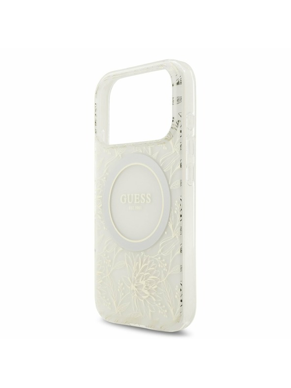 Guess Guess IML Flowers Allover Strap MagSafe Zadní Kryt pro iPhone 17 Pro White