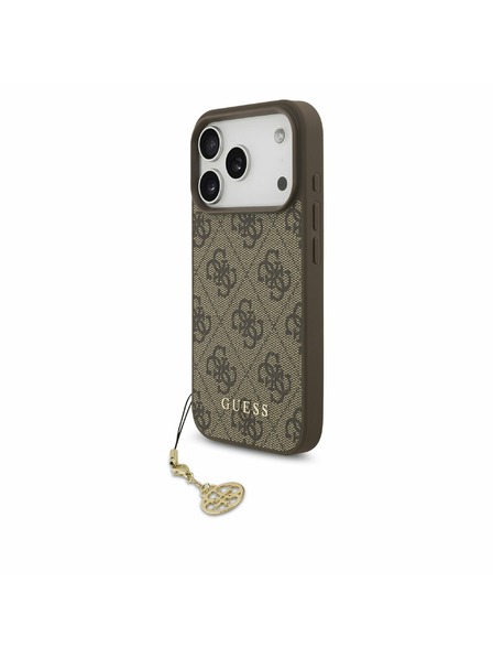 Guess Guess 4G Charm MagSafe Zadní Kryt pro iPhone 17 Pro Tone on Tone Brown