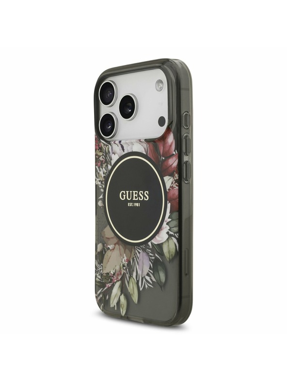 Guess Guess IML Flowers Strap MagSafe Zadní Kryt pro iPhone 17 Pro Black