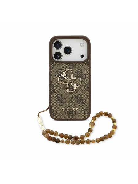 Guess Guess PU 4G Metal Logo Strap Zadní Kryt pro iPhone 17 Pro Brown