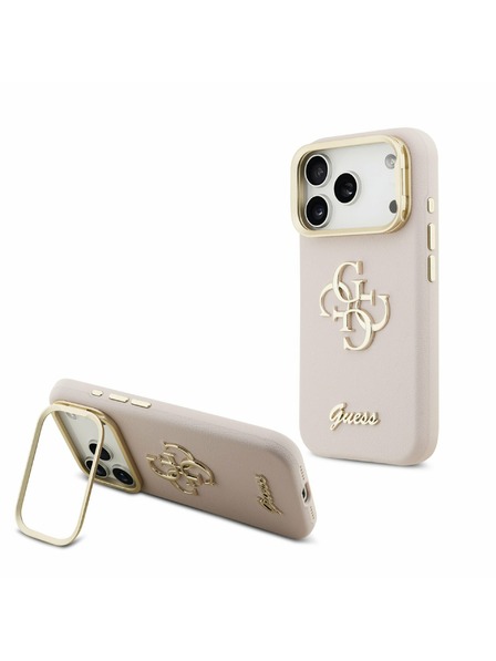Guess Guess PU Grained 4G Logo Stand Camera Frame Zadní Kryt pro iPhone 17 Pro Pink