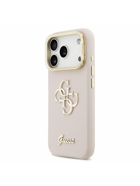 Guess Guess PU Grained 4G Logo Stand Camera Frame Zadní Kryt pro iPhone 17 Pro Pink