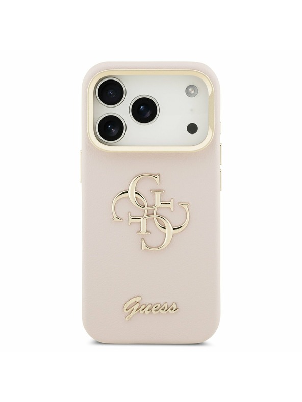 Guess Guess PU Grained 4G Logo Stand Camera Frame Zadní Kryt pro iPhone 17 Pro Pink