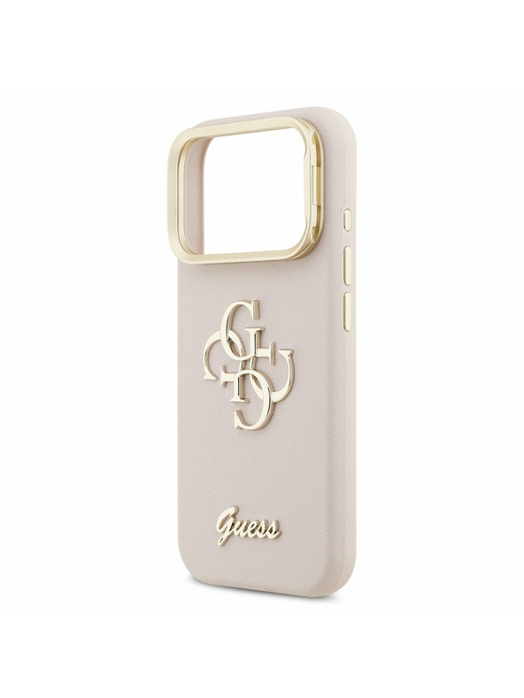 Guess Guess PU Grained 4G Logo Stand Camera Frame Zadní Kryt pro iPhone 17 Pro Pink