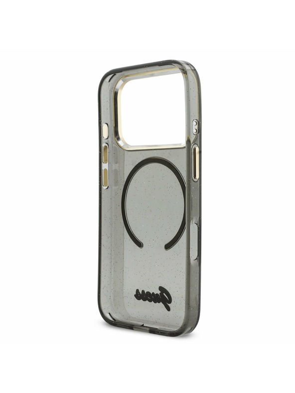 Guess Guess IML Glitter Script Strap MagSafe Zadní Kryt pro iPhone 17 Pro Black