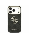 Guess Guess PU Leather 4G Metal Logo Gold Frame Zadní Kryt pro iPhone 17 Pro Black