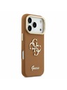 Guess Guess PU Grained 4G Logo Stand Camera Frame Zadní Kryt pro iPhone 17 Pro Brown