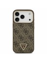 Guess Guess PU Leather 4G Strass Triangle Logo Gold Frame MagSafe Zadní Kryt pro iPhone 17 Pro Brown