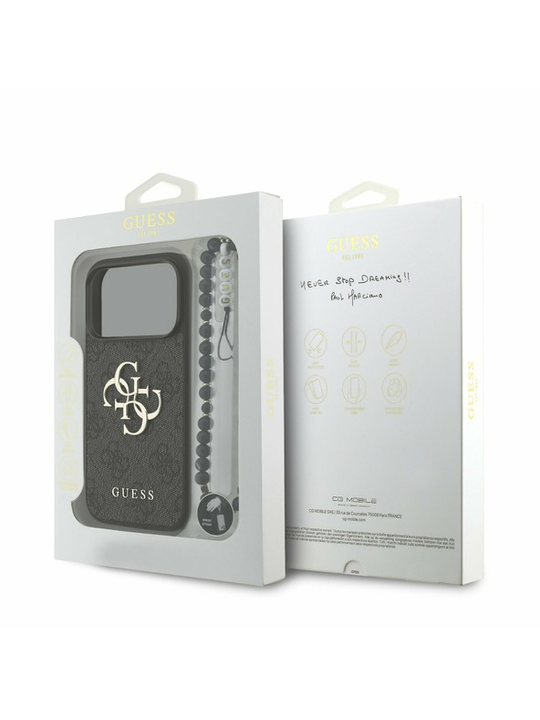 Guess Guess PU 4G Metal Logo Strap Zadní Kryt pro iPhone 17 Pro Black