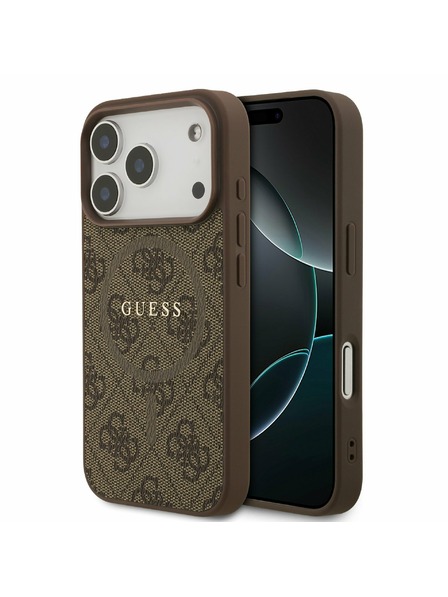 Guess Guess PU Leather 4G Colored Ring MagSafe Zadní Kryt pro iPhone 17 Pro Brown