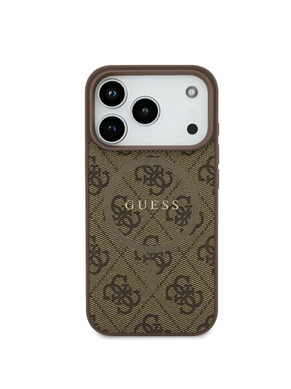 Guess Guess PU Leather 4G Colored Ring MagSafe Zadní Kryt pro iPhone 17 Pro Brown