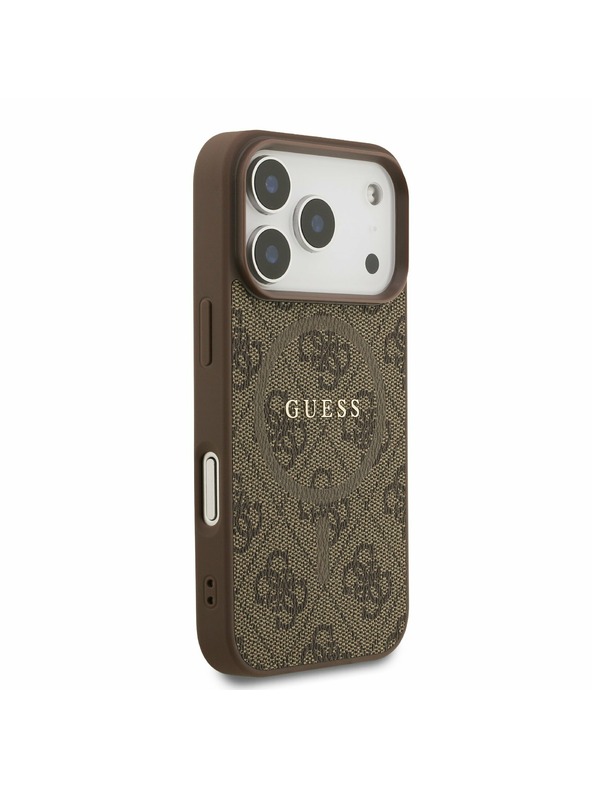 Guess Guess PU Leather 4G Colored Ring MagSafe Zadní Kryt pro iPhone 17 Pro Brown