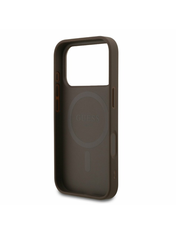 Guess Guess PU Leather 4G Colored Ring MagSafe Zadní Kryt pro iPhone 17 Pro Brown
