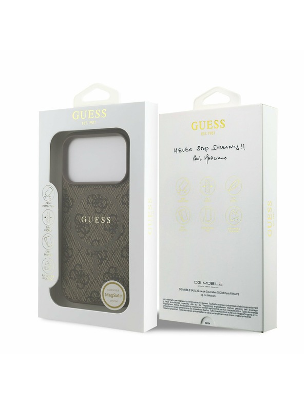 Guess Guess PU Leather 4G Colored Ring MagSafe Zadní Kryt pro iPhone 17 Pro Brown
