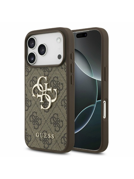 Guess Guess PU 4G Metal Logo Zadní Kryt pro iPhone 17 Pro Brown