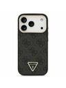 Guess Guess PU Leather 4G Strass Triangle Logo Gold Frame MagSafe Zadní Kryt pro iPhone 17 Pro Black