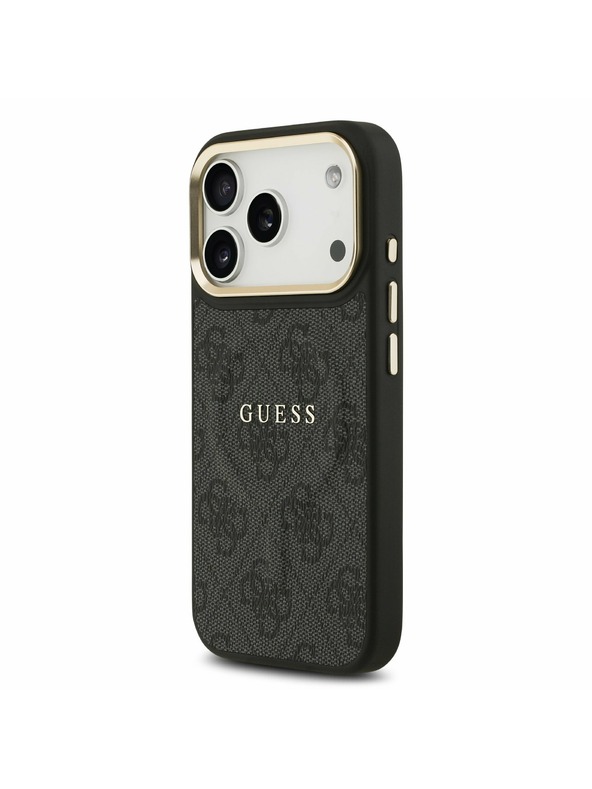 Guess Guess PU Leather 4G Gold Frame MagSafe Zadní Kryt pro iPhone 17 Pro Black
