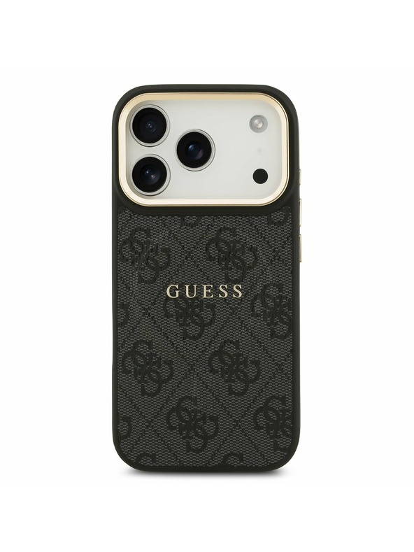 Guess Guess PU Leather 4G Gold Frame MagSafe Zadní Kryt pro iPhone 17 Pro Black