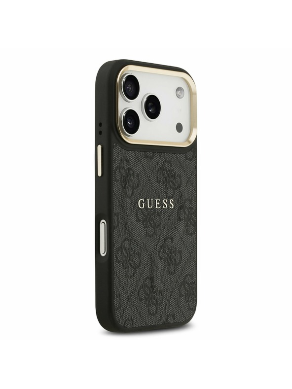 Guess Guess PU Leather 4G Gold Frame MagSafe Zadní Kryt pro iPhone 17 Pro Black