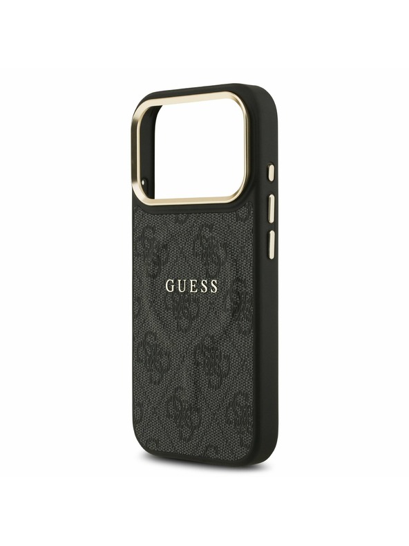 Guess Guess PU Leather 4G Gold Frame MagSafe Zadní Kryt pro iPhone 17 Pro Black