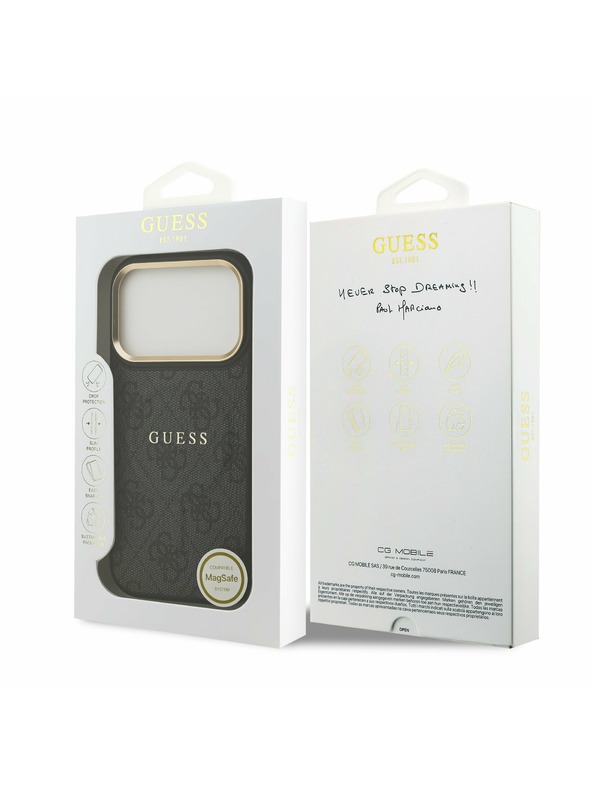 Guess Guess PU Leather 4G Gold Frame MagSafe Zadní Kryt pro iPhone 17 Pro Black