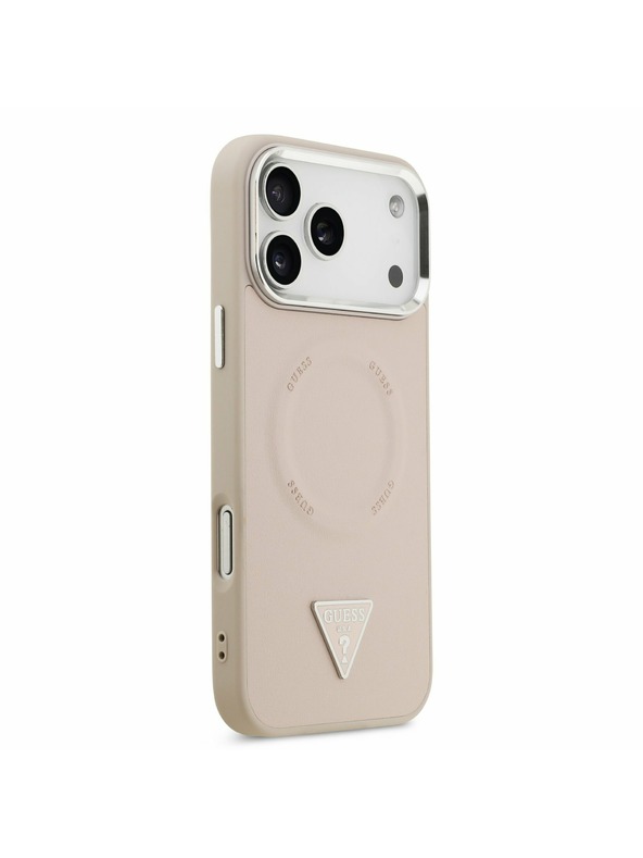 Guess Guess PU Leather Triangle Logo MagSafe Zadní Kryt pro iPhone 17 Pro Pink