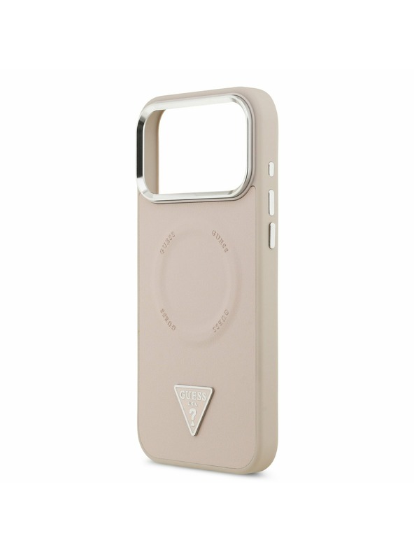 Guess Guess PU Leather Triangle Logo MagSafe Zadní Kryt pro iPhone 17 Pro Pink