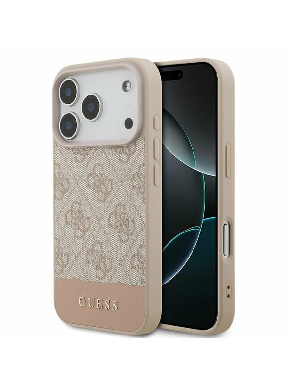 Guess Guess PU 4G Stripe Zadní Kryt pro iPhone 17 Pro Pink