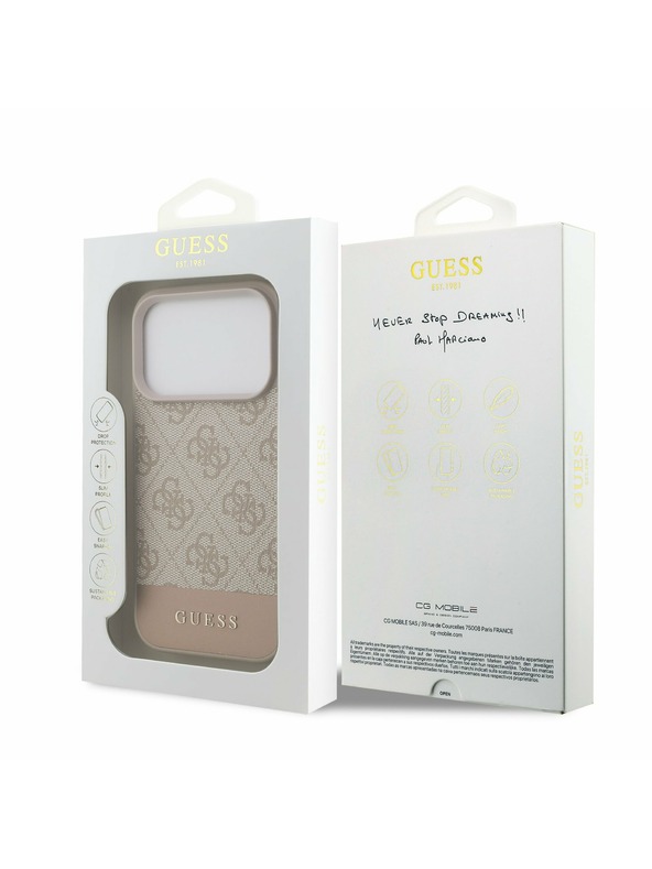 Guess Guess PU 4G Stripe Zadní Kryt pro iPhone 17 Pro Pink