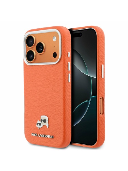Karl Lagerfeld Karl Lagerfeld PU Karl and Choupette Heads Pins MagSafe Zadní Kryt pro iPhone 17 Pro Orange