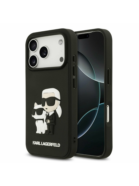 Karl Lagerfeld Karl Lagerfeld 3D Rubber Karl and Choupette Zadní Kryt pro iPhone 17 Pro Black