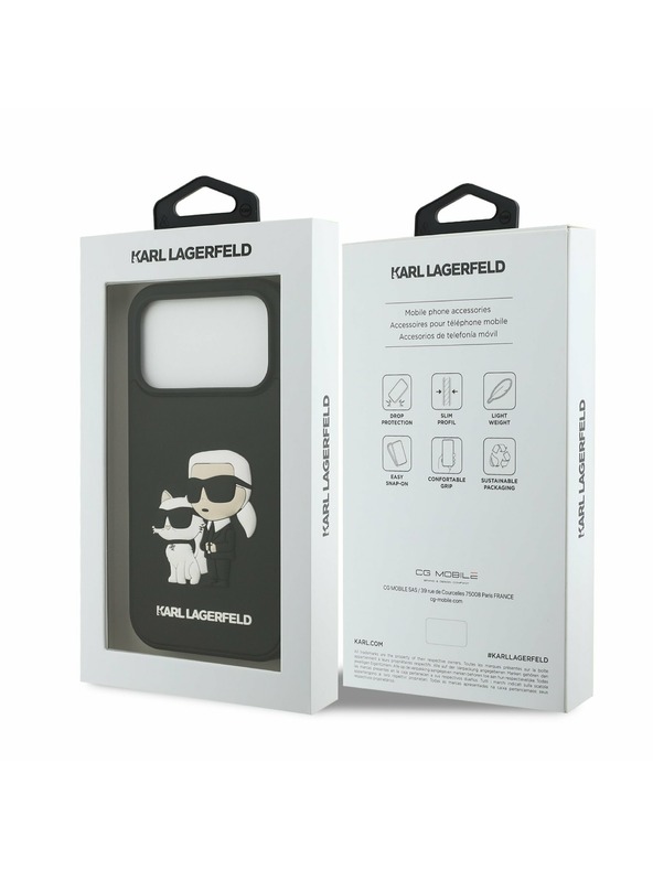 Karl Lagerfeld Karl Lagerfeld 3D Rubber Karl and Choupette Zadní Kryt pro iPhone 17 Pro Black