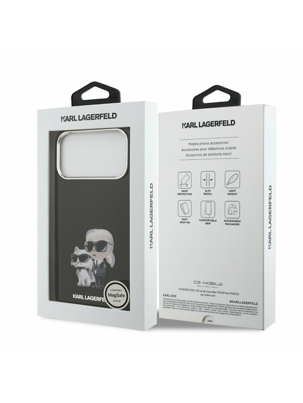 Karl Lagerfeld Karl Lagerfeld IML Aquarelle Karl and Choupette Zadní Kryt pro iPhone 17 Pro Black