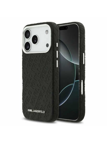 Karl Lagerfeld Karl Lagerfeld Grained PU Repeated Logo MagSafe Zadní Kryt pro iPhone 17 Pro Black