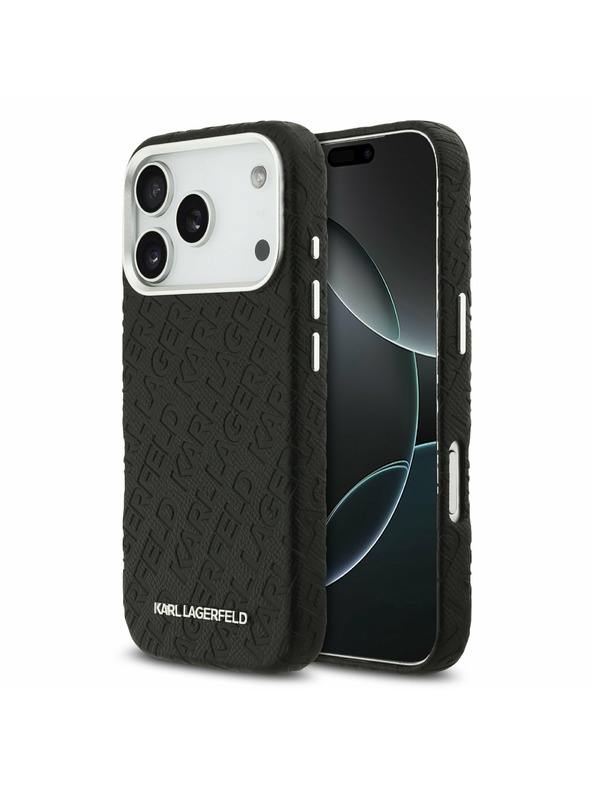 Karl Lagerfeld Karl Lagerfeld Grained PU Repeated Logo MagSafe Zadní Kryt pro iPhone 17 Pro Black