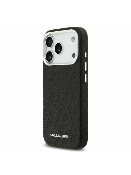 Karl Lagerfeld Karl Lagerfeld Grained PU Repeated Logo MagSafe Zadní Kryt pro iPhone 17 Pro Black