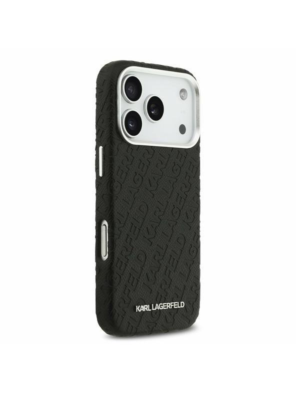 Karl Lagerfeld Karl Lagerfeld Grained PU Repeated Logo MagSafe Zadní Kryt pro iPhone 17 Pro Black