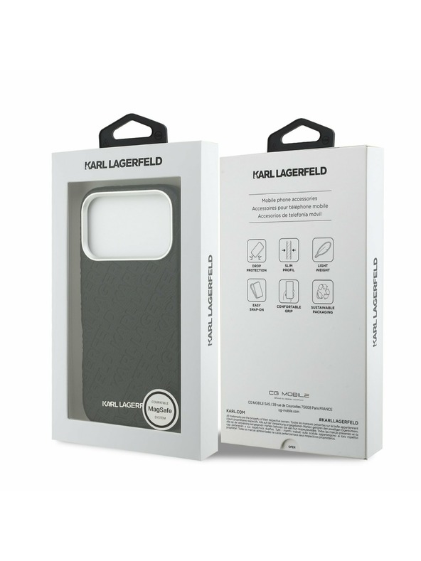 Karl Lagerfeld Karl Lagerfeld Grained PU Repeated Logo MagSafe Zadní Kryt pro iPhone 17 Pro Black