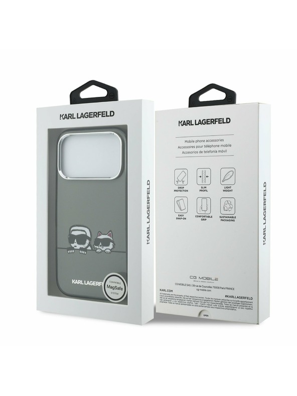 Karl Lagerfeld Karl Lagerfeld IML K&CH Heads Logo MagSafe Zadní Kryt pro iPhone 17 Pro Black